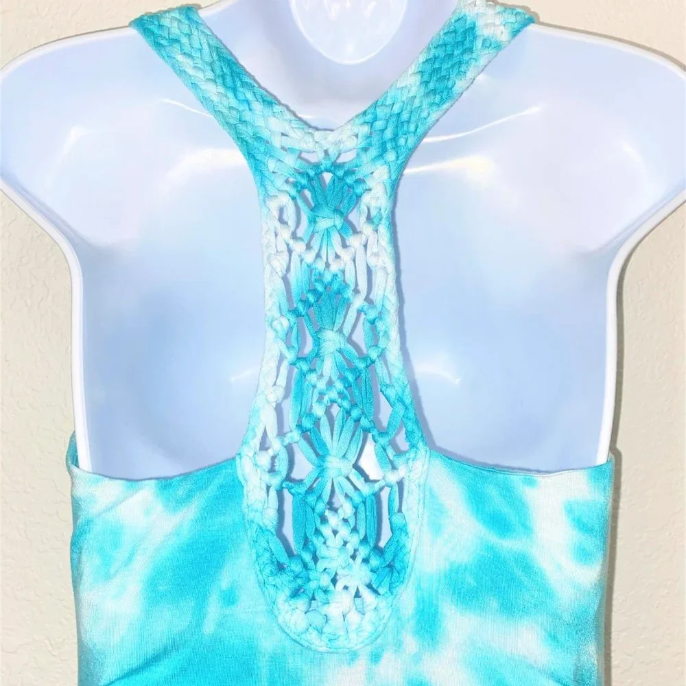 Venus Women's Bodycon Ruched Macrame Back Sleeveless Dress Blue Size S - Picture 8 of 16